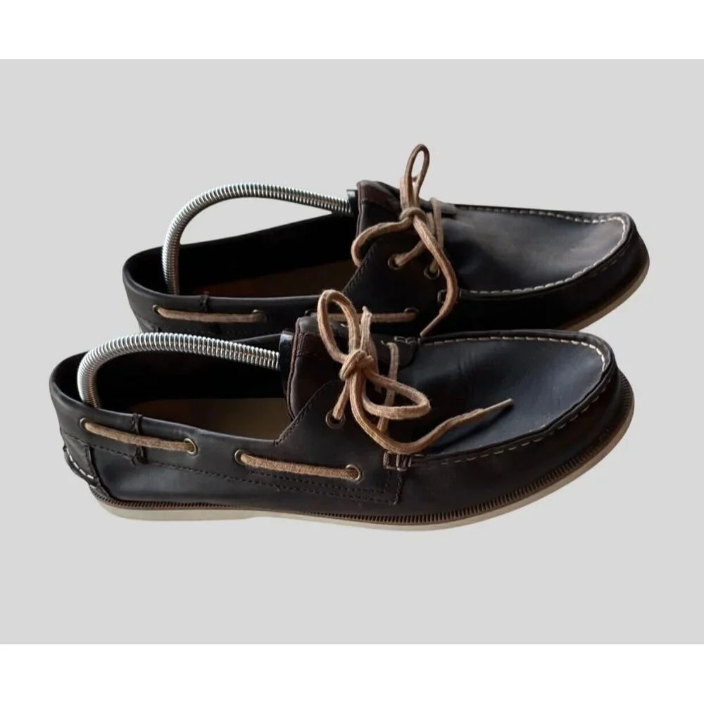 Sonoma Men's Authentic Original Leather Boat Shoes Brown Size 13